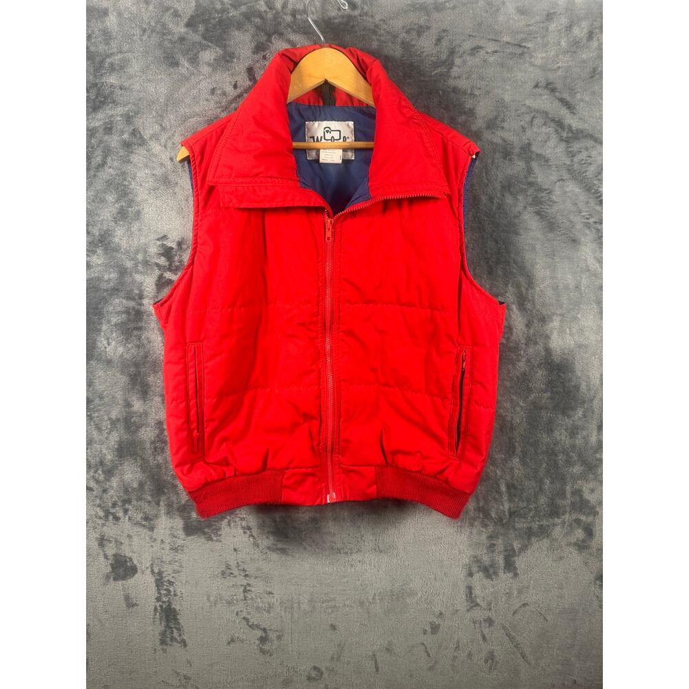 VTG 80s Woolrich Full Zip Puffer Vest Men's Large Red/Blue Made in the USA!